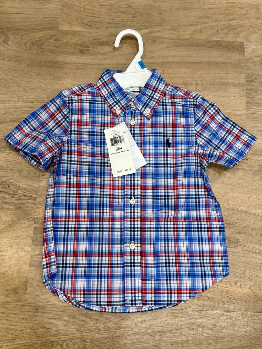 Ralph Lauren Toddler Boys' Blue & Red Plaid Button-Down Shirt